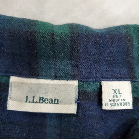 LL Bean flannel pajamas women's XL petite green and blue Scotch plaid pockets - Picture 8 of 16